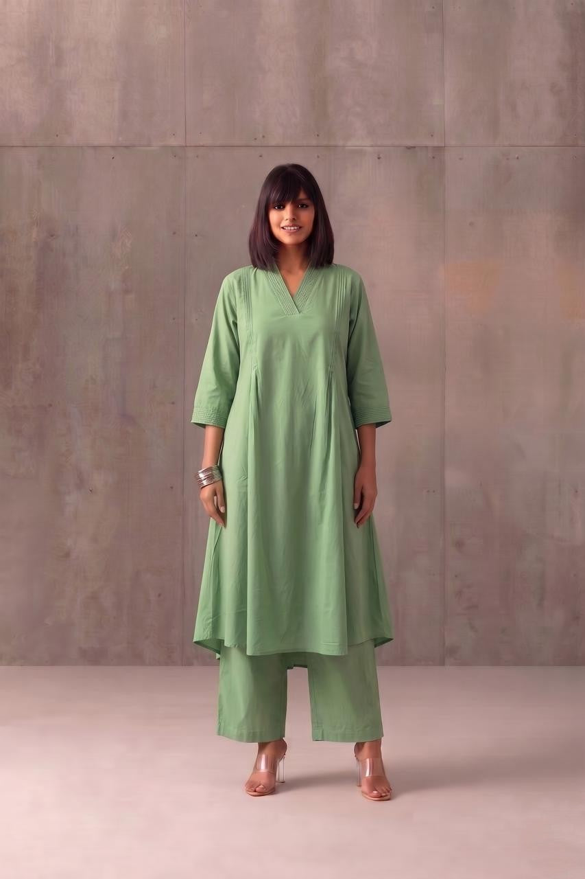 A Line Pant Sets In Cotton Fabric PS019