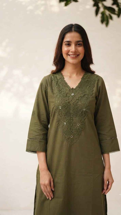 Pure Cotton Dupatta Set With Inner And Embroidery CS0271