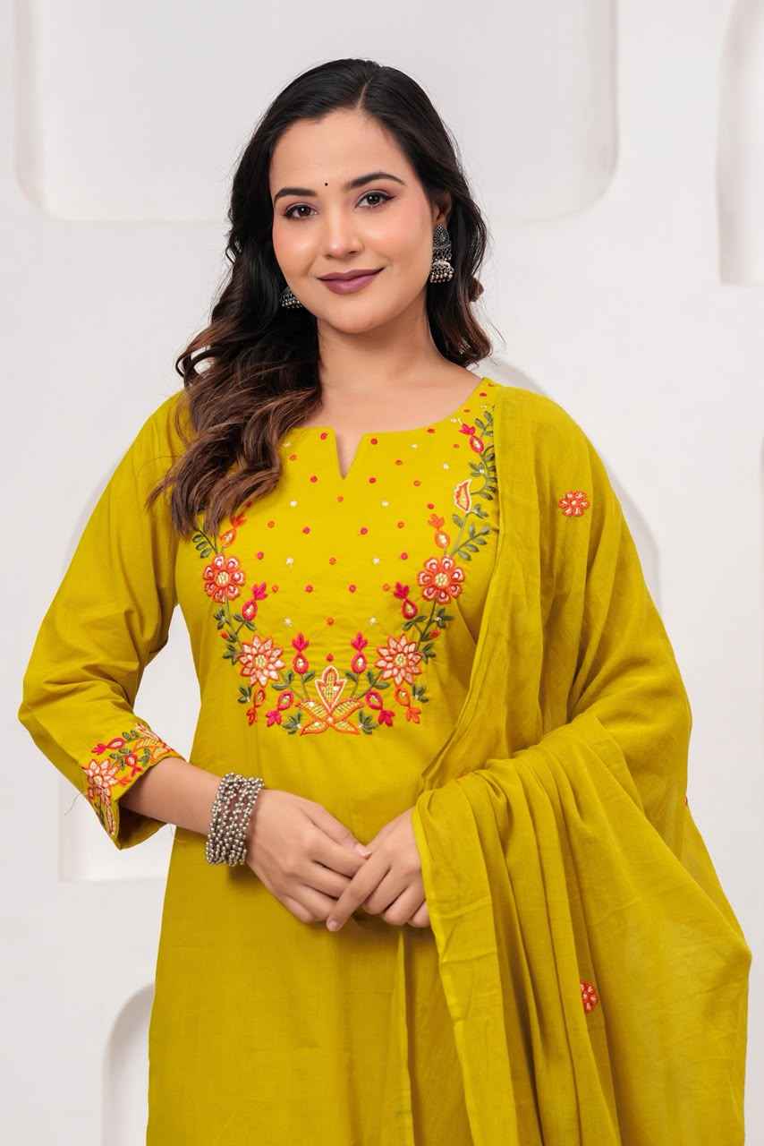Pure cotton dupatta set with embroidery CS0272