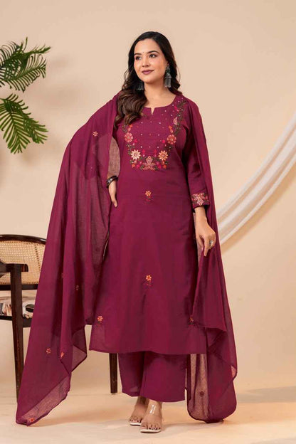 Pure cotton dupatta set with embroidery CS0272
