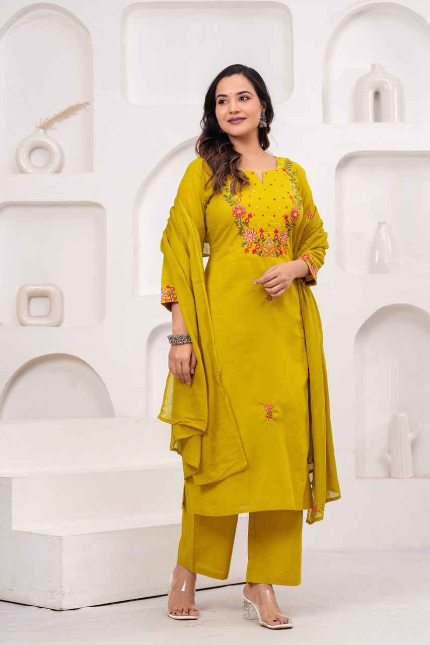 Pure cotton dupatta set with embroidery CS0272