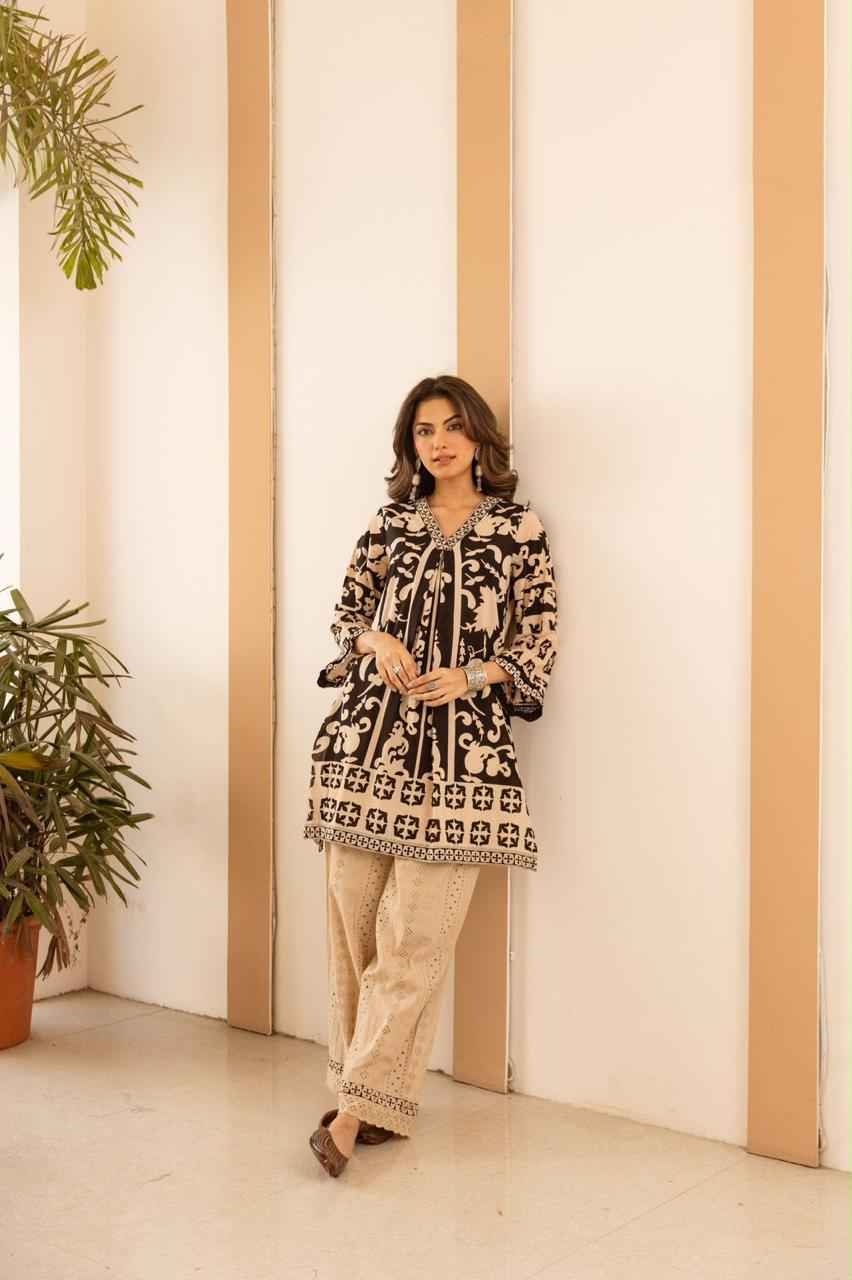 Premium Cotton With  Schiffli Detailing  Fancy Co-Ord Set COS184