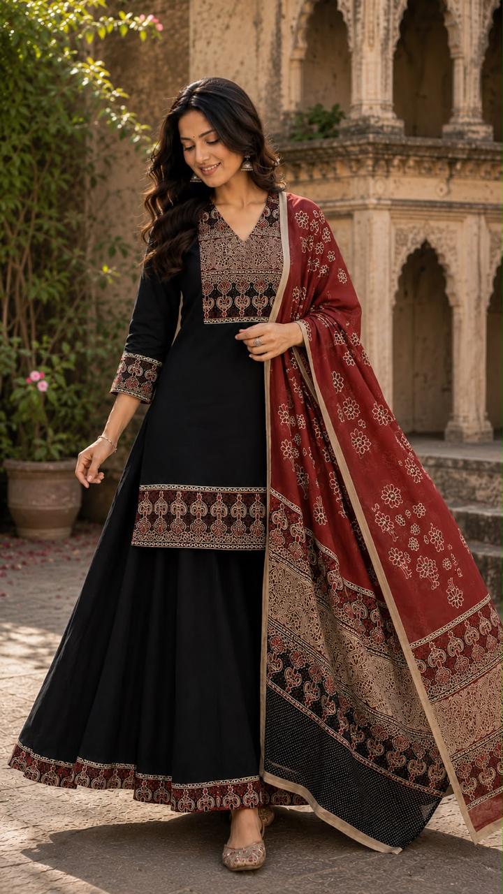 Pure cotton divider dupatta set CS0346