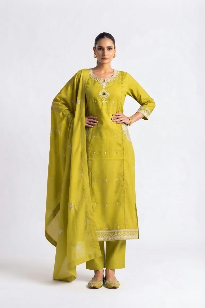 pure Cotton Dupatta Set with embroidery