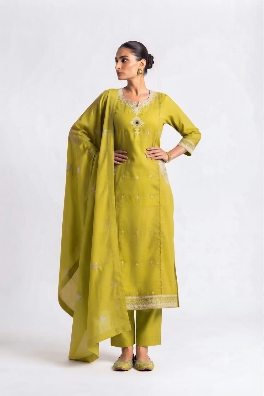 pure Cotton Dupatta Set with embroidery