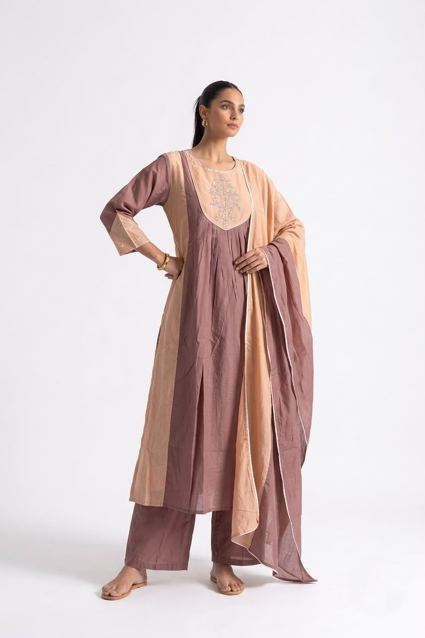 Pure Cotton A Line Dupatta Set CS0355