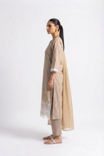 Pure Cotton Dupatta Set With Lace  CS0356