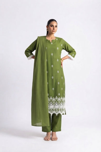 Pure Cotton Dupatta Set With Lace  CS0356