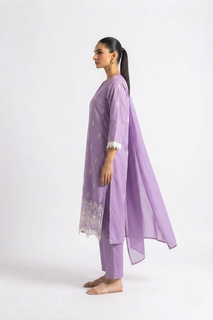 Pure Cotton Dupatta Set With Lace  CS0356