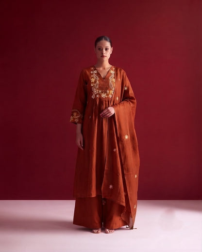 Premium Mul Cotton A Line Dupatta Set With Embroidery MLC54