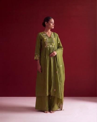 Premium Mul Cotton A Line Dupatta Set With Embroidery MLC54