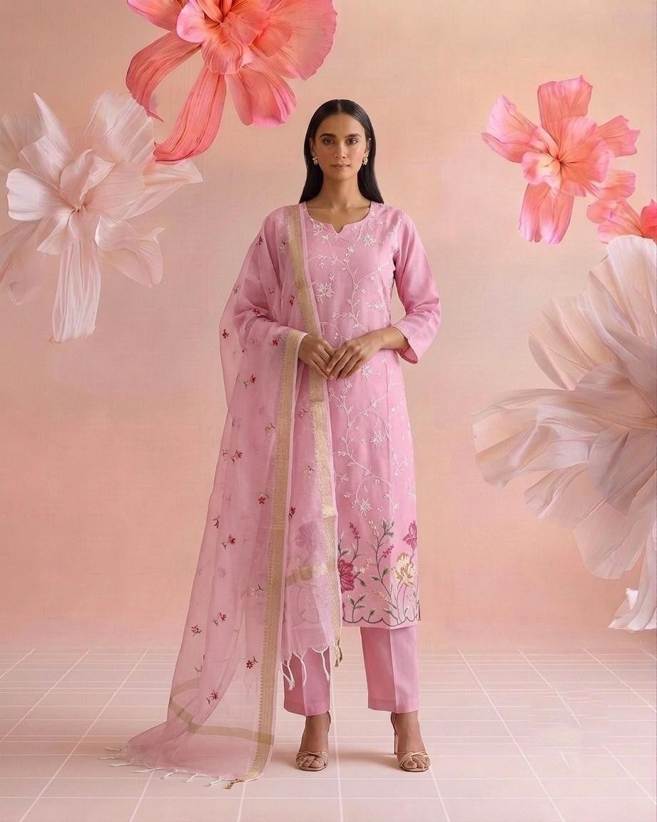 Embroidered Kota Doriya Dupatta Set KD067