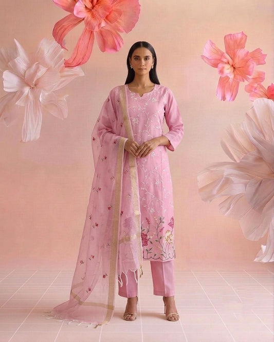 Embroidered Kota Doriya Dupatta Set KD067