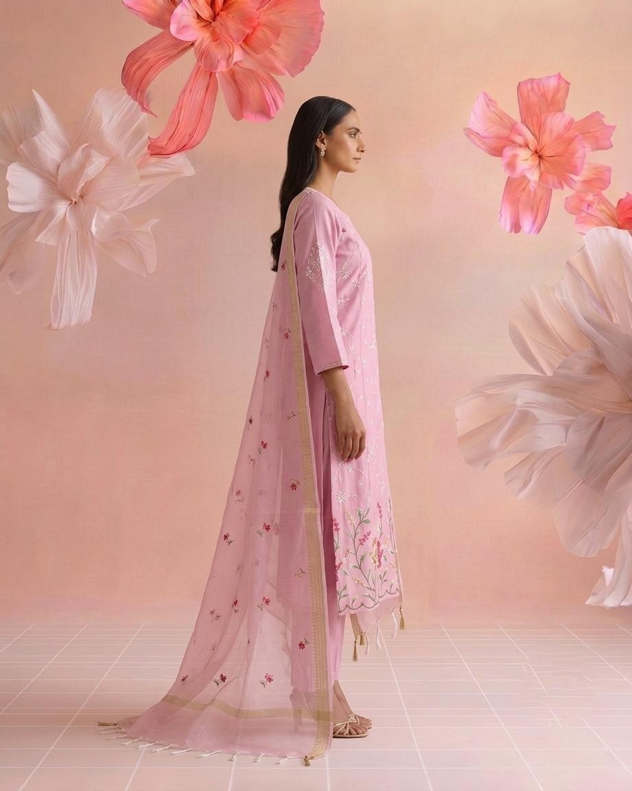 Embroidered Kota Doriya Dupatta Set KD067