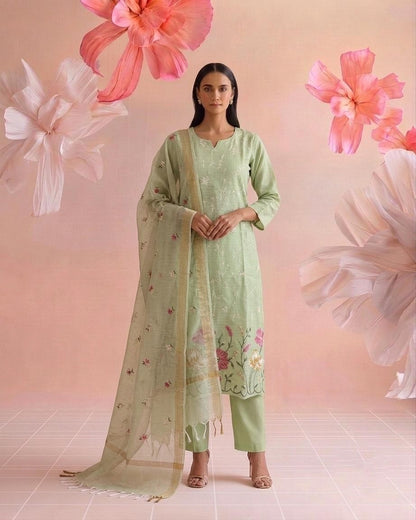 Embroidered Kota Doriya Dupatta Set KD067