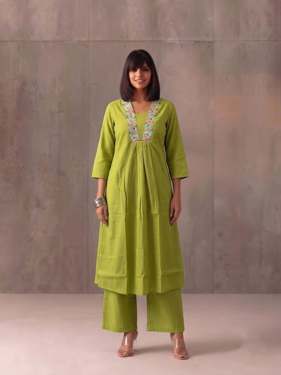 Pure Muslin Two Piece Pant Set  MPS015