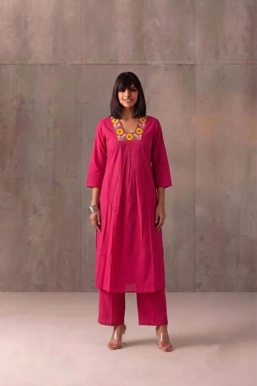 Two Piece Pant Set In Pure Muslin Fabric MPS013