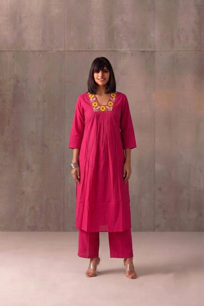 Two Piece Pant Set In Pure Muslin Fabric MPS013