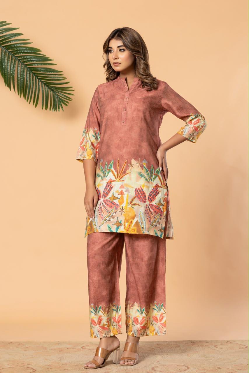 Bosten Silk Co-Ord Set With Handwork COS183