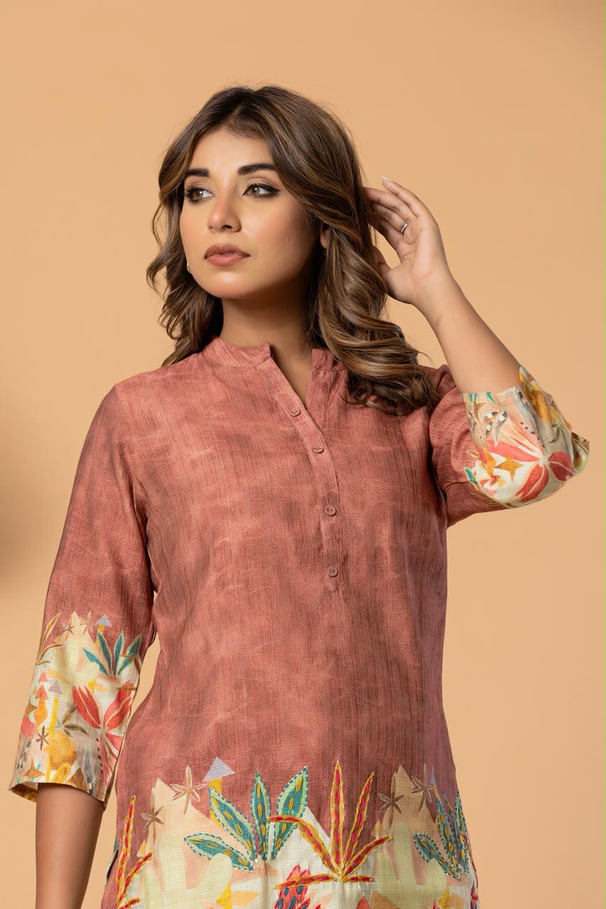 Bosten Silk Co-Ord Set With Handwork COS183