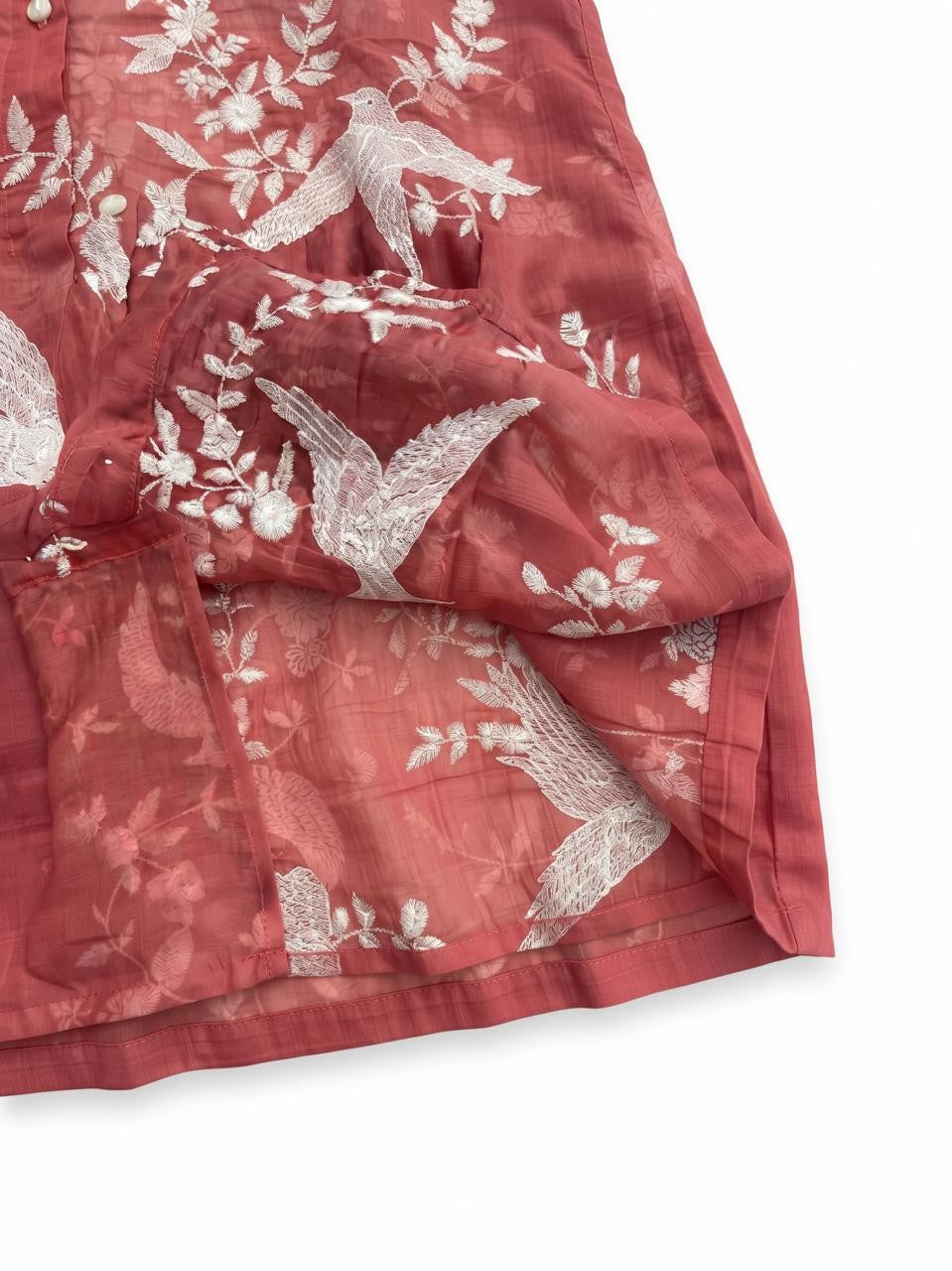 Embroidered Mul Chanderi Co-Ord Set With Lining
