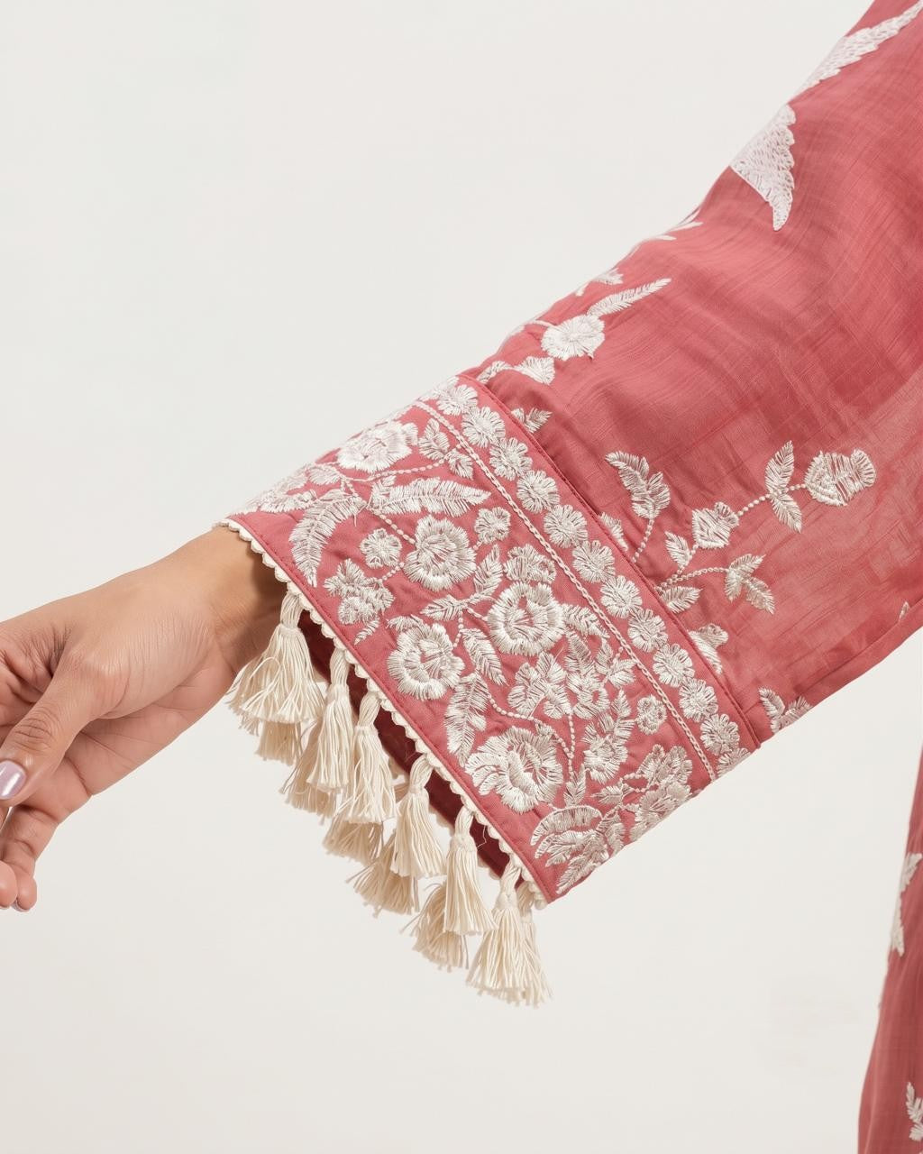 Embroidered Mul Chanderi Co-Ord Set With Lining