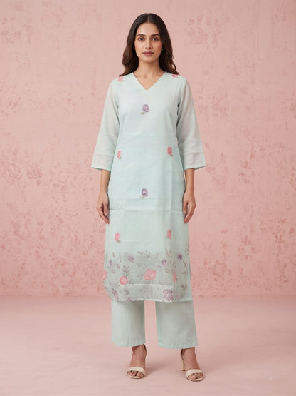 Pure Kota Doria Three Piece Dupatta Set With Inner  KD069