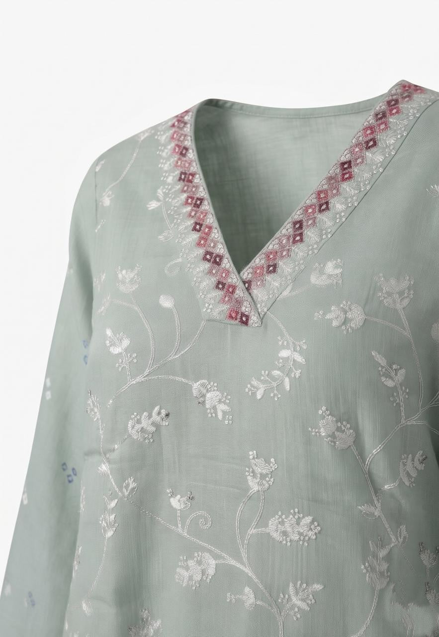 Full Embroidered Mul Chanderi Dupatta Set With Inner MLC40
