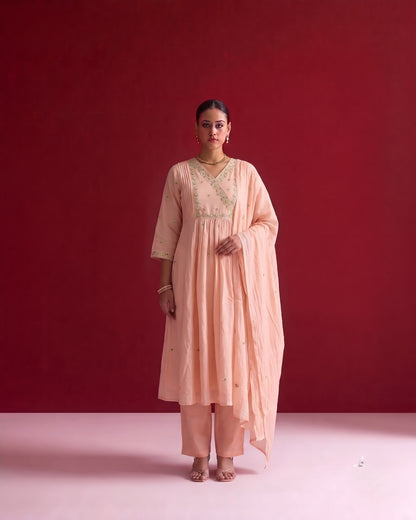 Embroidered Mul Cotton Dupatta Set MLC55