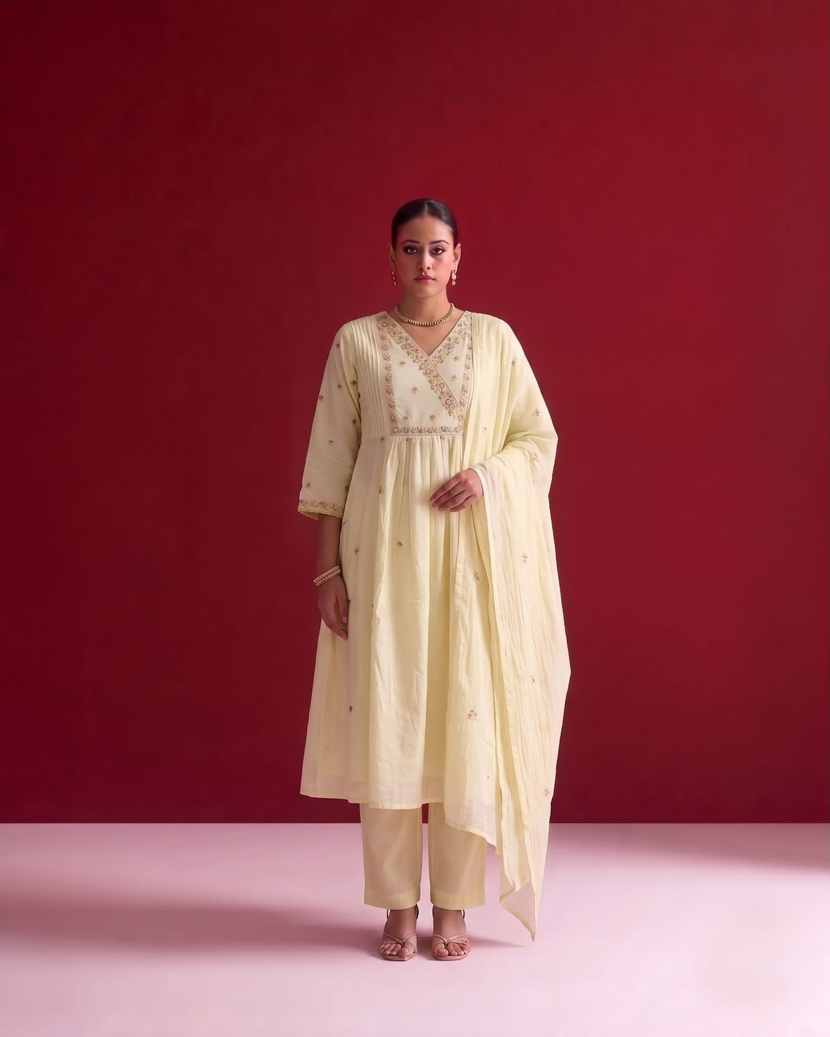 Embroidered Mul Cotton Dupatta Set MLC55