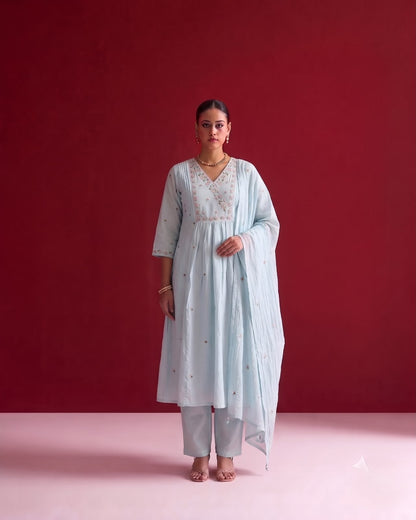 Embroidered Mul Cotton Dupatta Set MLC55