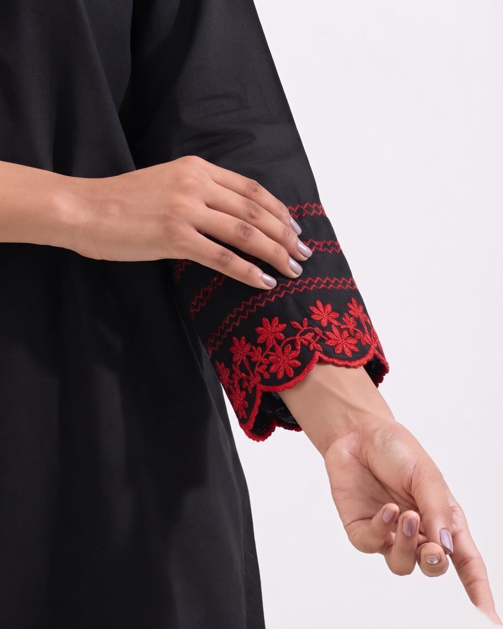 Embroidered A Line Dupatta Set In Mul Chanderi Fabric