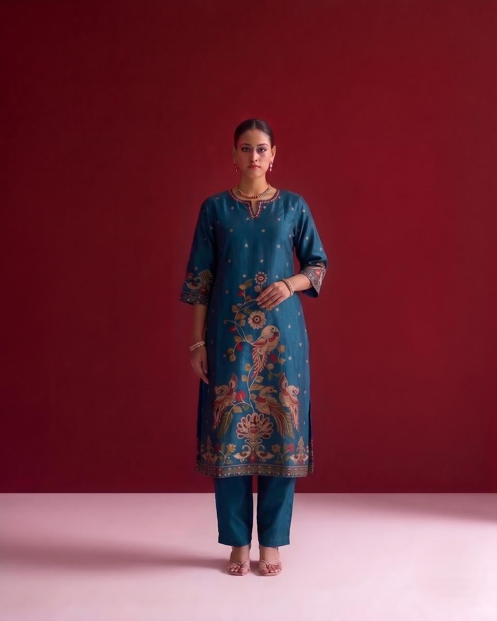 Printed Silk Dupatta Set