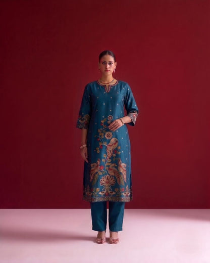 Printed Silk Dupatta Set