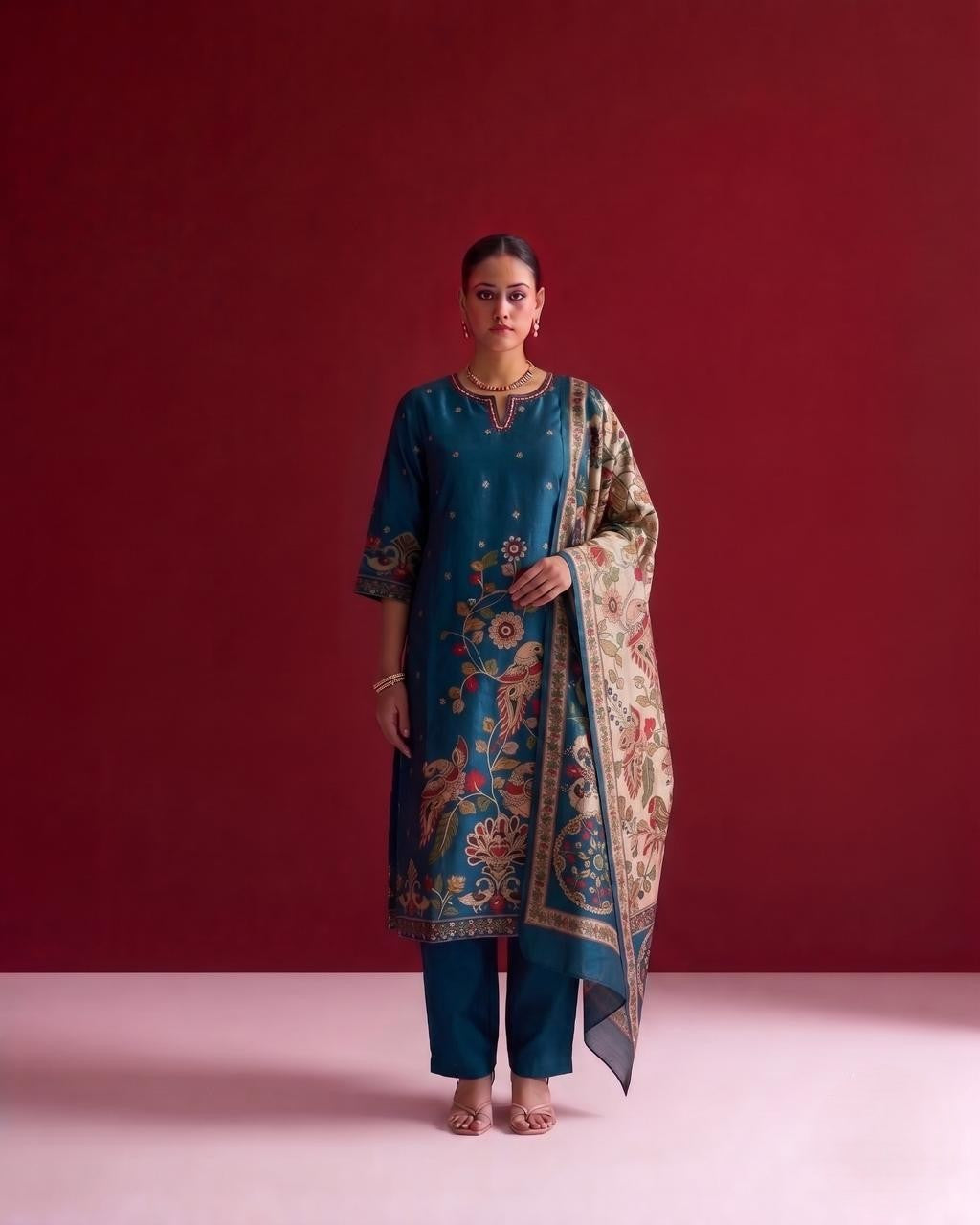 Printed Silk Dupatta Set