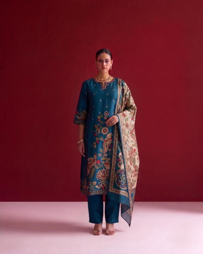 Printed Silk Dupatta Set