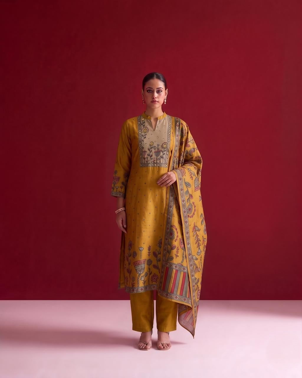 Printed Silk Dupatta Set