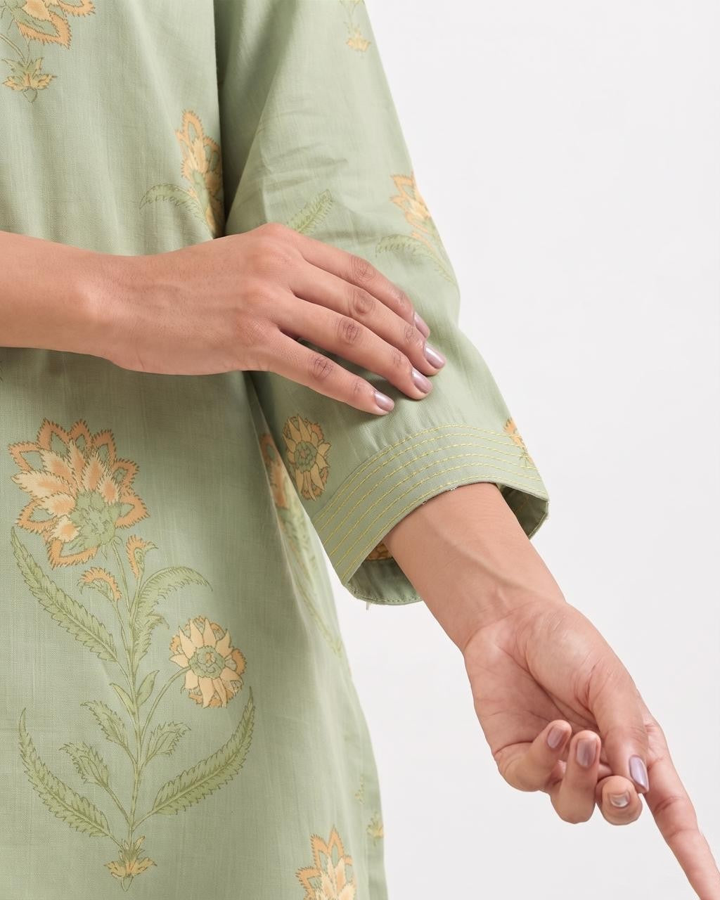 Printed Short Length Cotton Dupatta Set With Farsi Bottom COS415