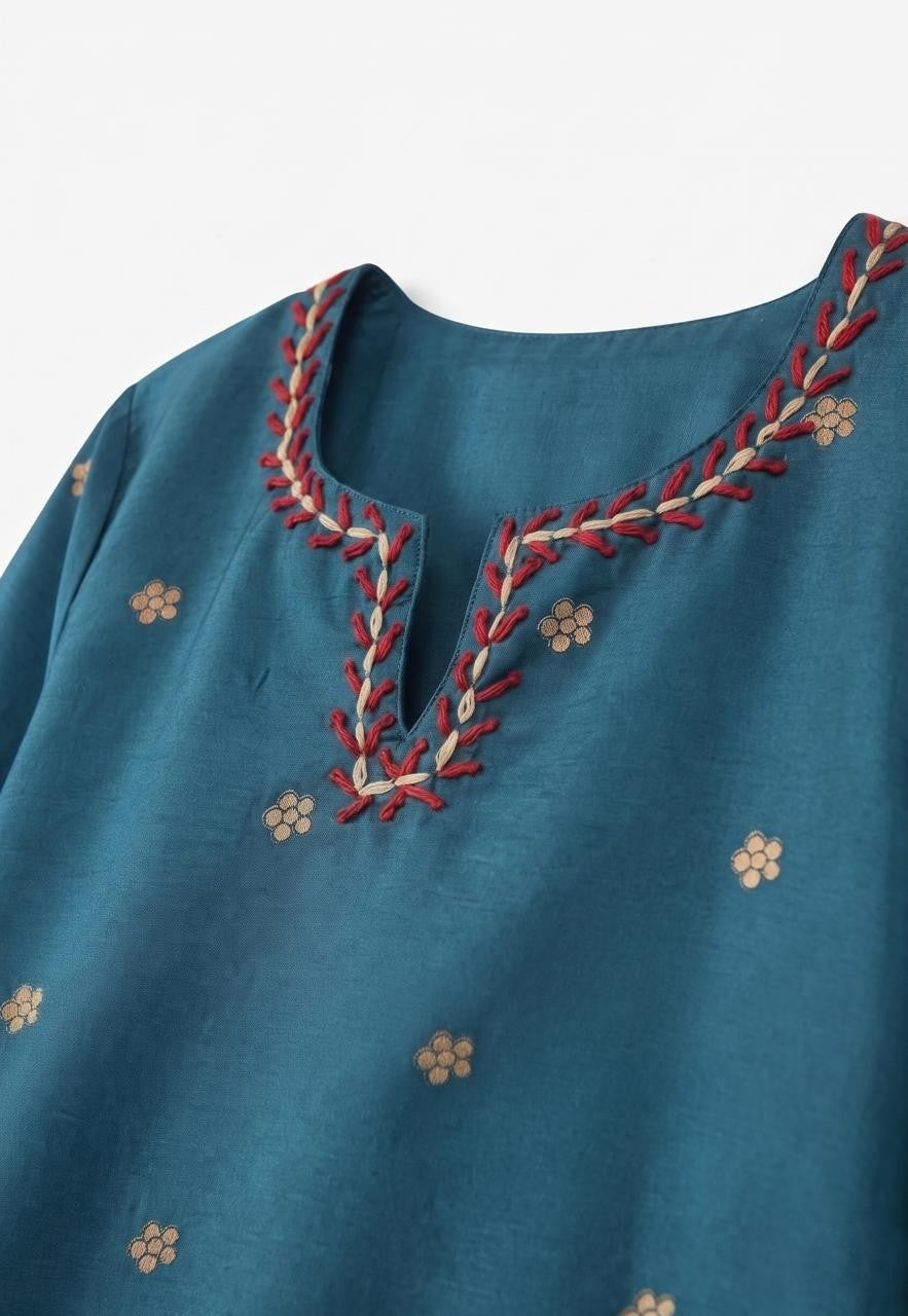 Printed Silk Dupatta Set