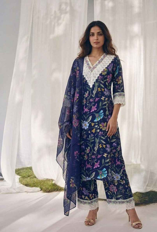 Pure Cotton Three Piece Dupatta Set