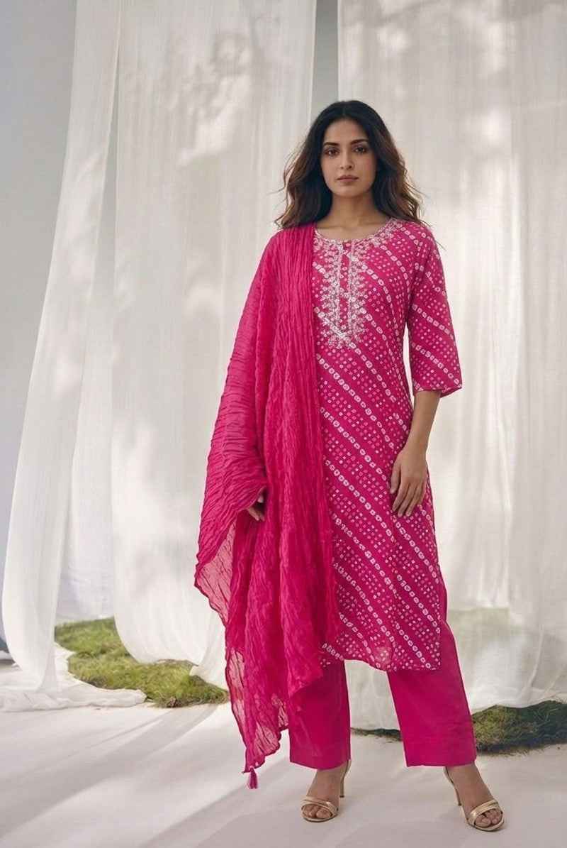 Pure Cotton Three Piece Dupatta Set