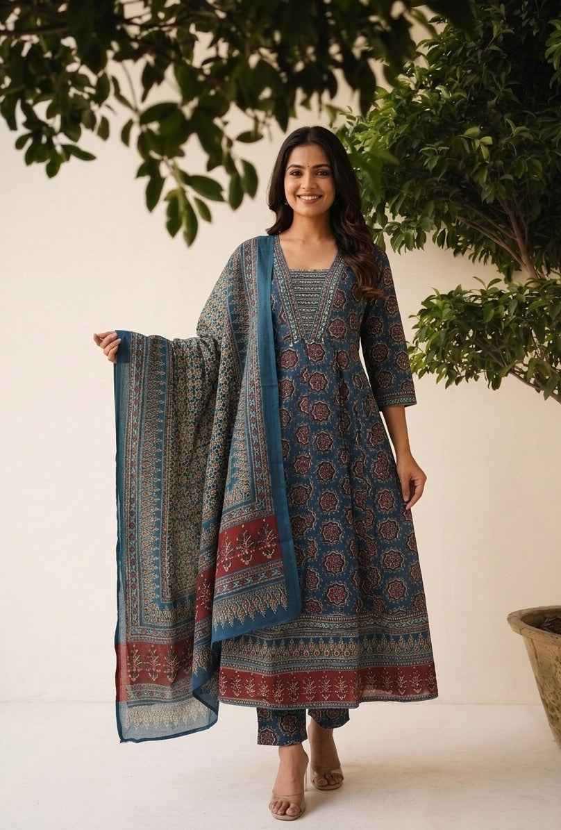 Premium Cotton A Line Anarkali Suits AKS034