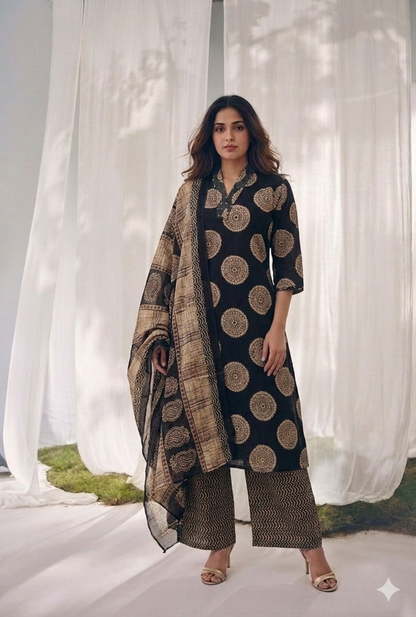 Pure Cotton Three Piece Dupatta Set LSS09